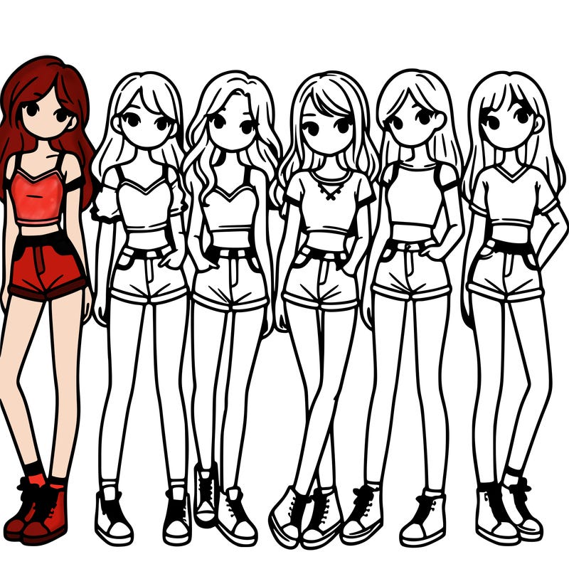 a group of girls wearing crop tops and shorts
