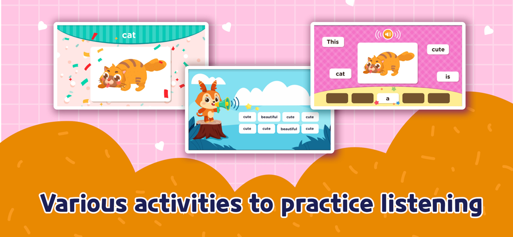 English Games For Kids - Interactive educational screens for kids to practice English listening and vocabulary.