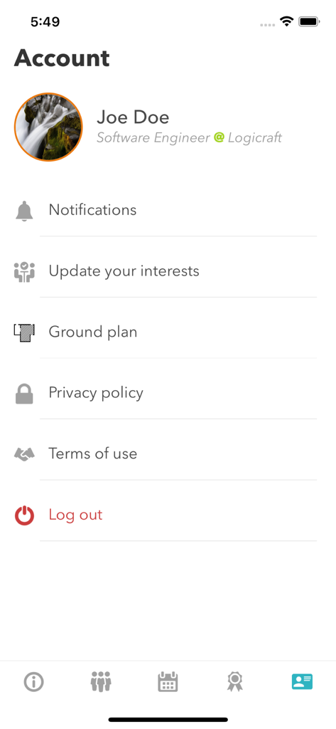 EMPL - La pantalla de cuenta de la aplicación EMPL que muestra la información del perfil del usuario y el menú de configuración.