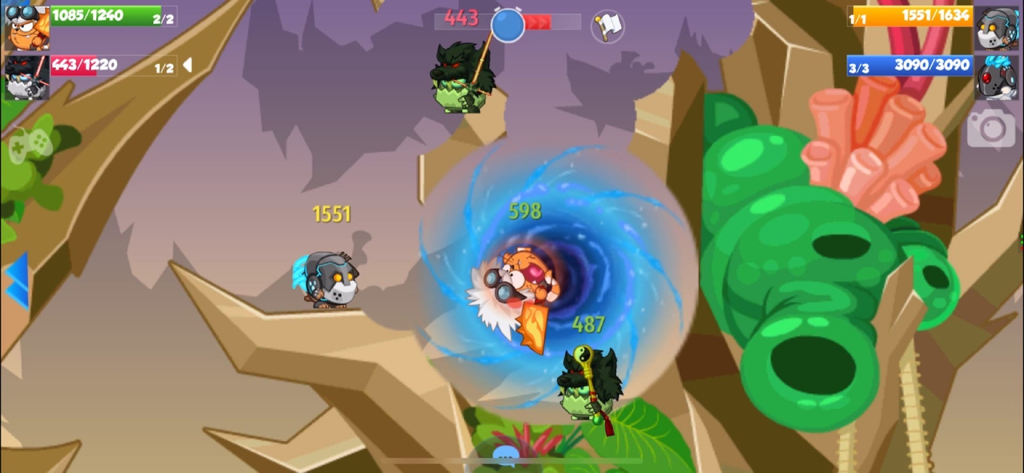 A turn-based tactical battle in Wormix featuring cartoon characters and special abilities