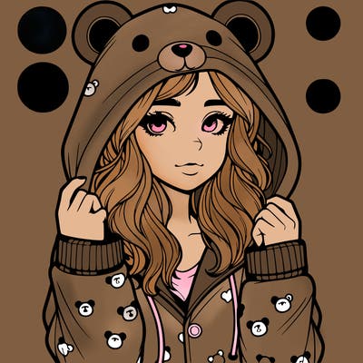realistic girl in a animal pjs hoodie