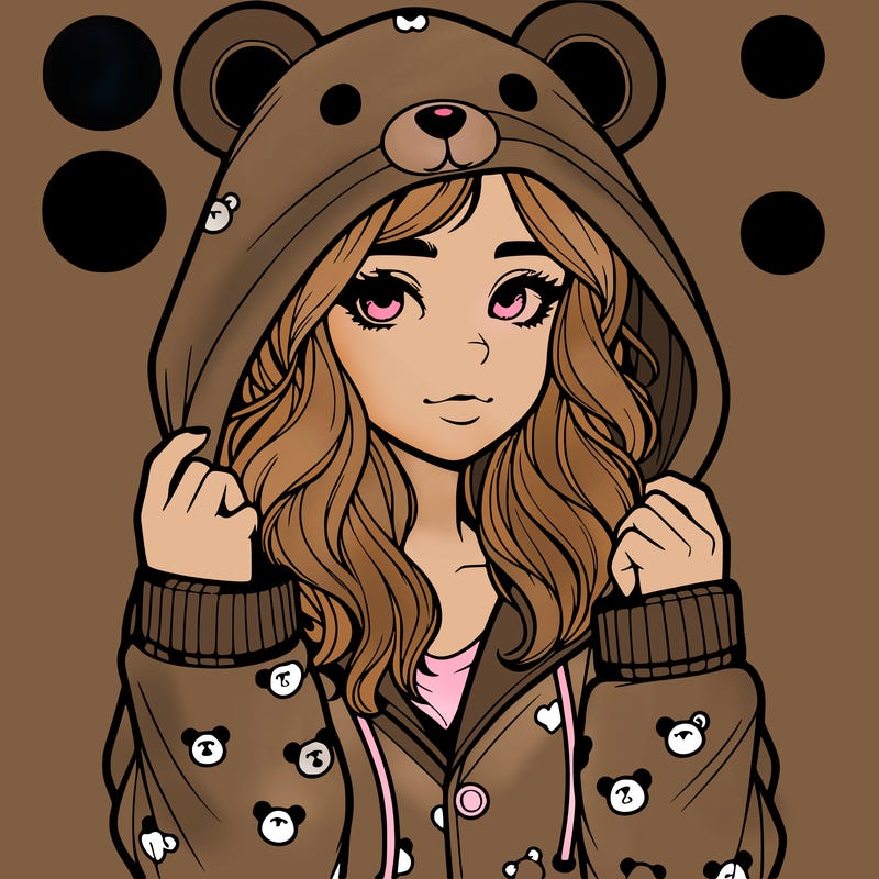 realistic girl in a animal pjs hoodie