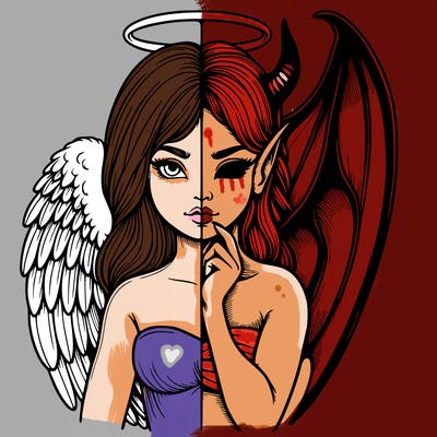 realistic angel half demon