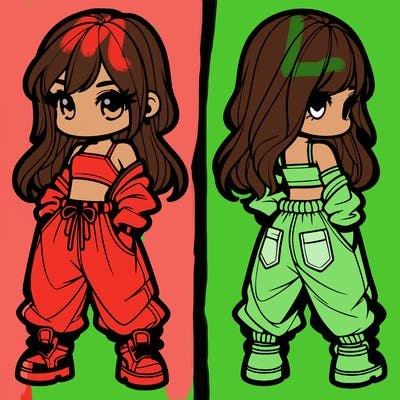 girl in crop top and baggy pants