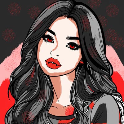 realistic girl with hair on her hair and lips