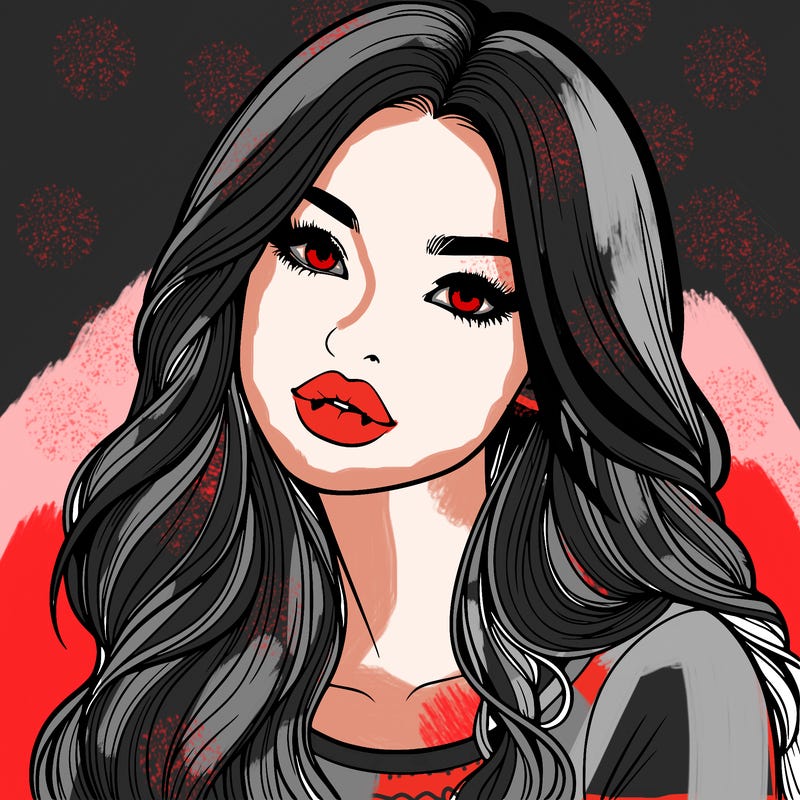 realistic girl with hair on her hair and lips