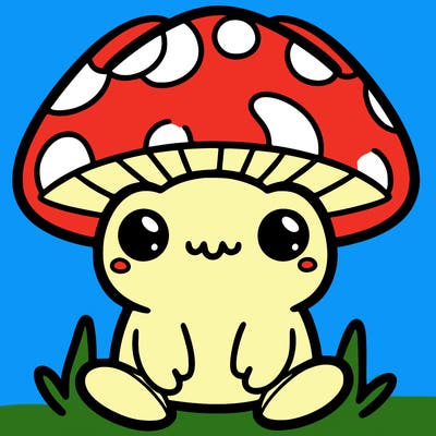 cute froggy with mushroom hat