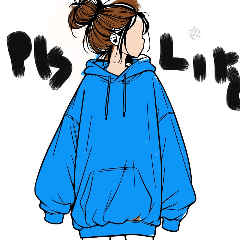 realistic girl with a oversized sweatshirt on and a bun