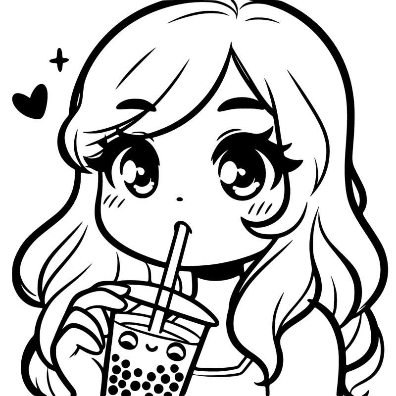 a girl with a boba tea drinking it