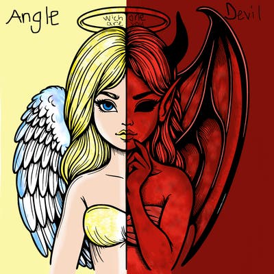 realistic angel half demon