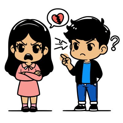 girl angry at her boyfriend who is in love with another boy