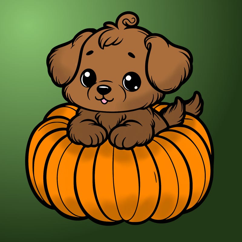 cute little puppy in a pumpkin