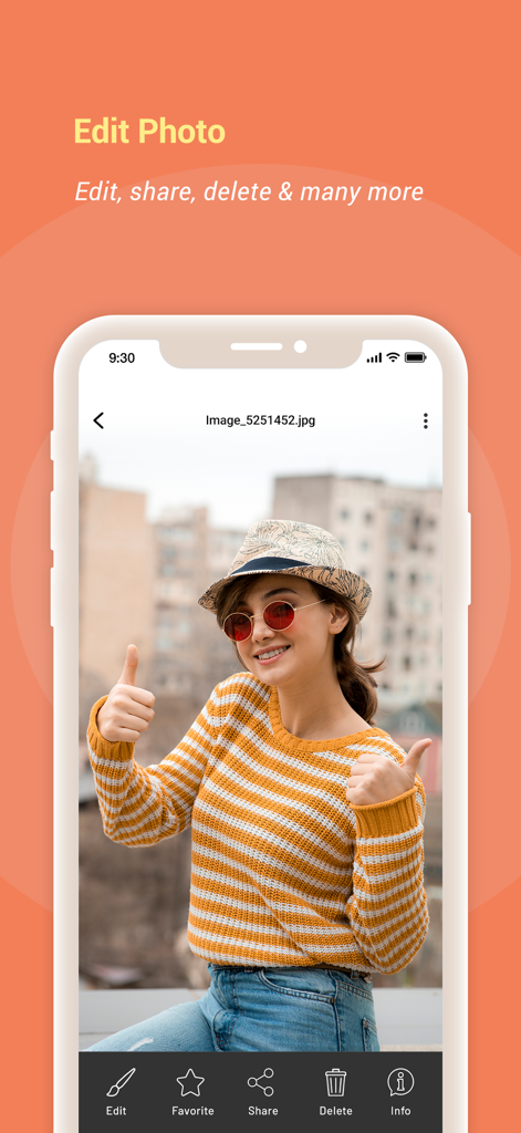 A smartphone screen displaying the photo editing and sharing interface of a gallery app