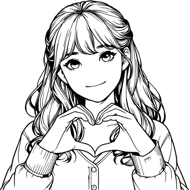 a realistic girl making a heart with her hands