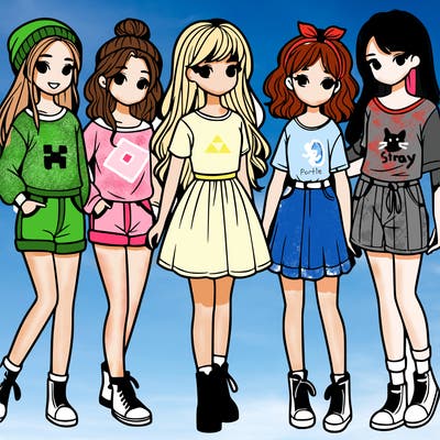 a group of five girls