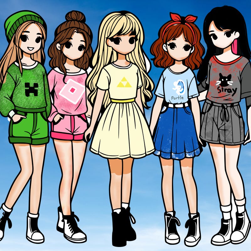 a group of five girls