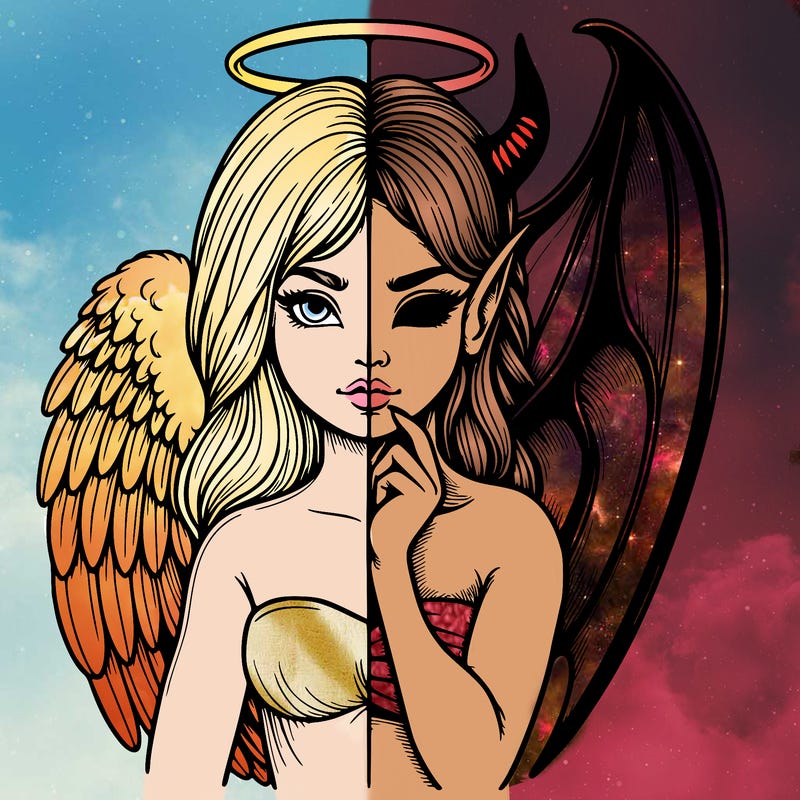 realistic angel half demon