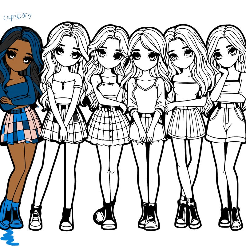 a group of girls realistic