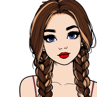 realistic girl with braids