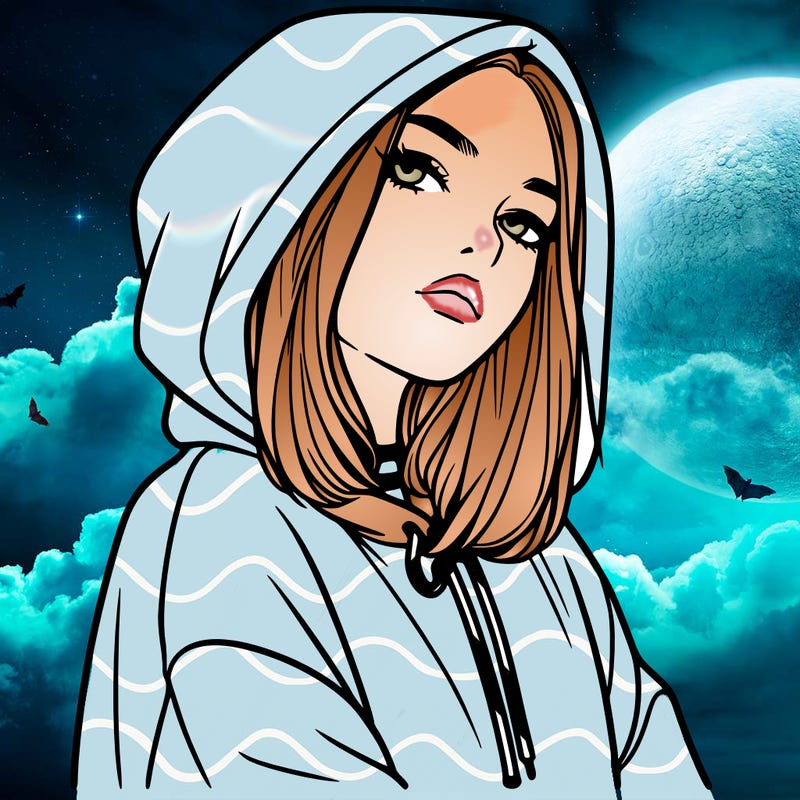 a realistic girl in a hoodie