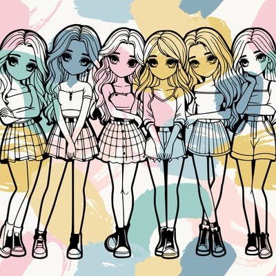 a group of girls realistic