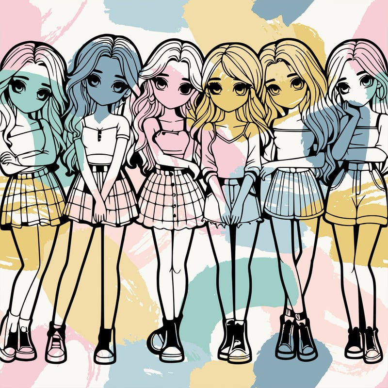 a group of girls realistic