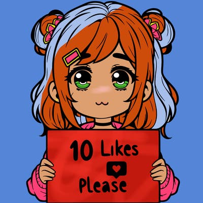 a girl with a sign saying 10 likes please