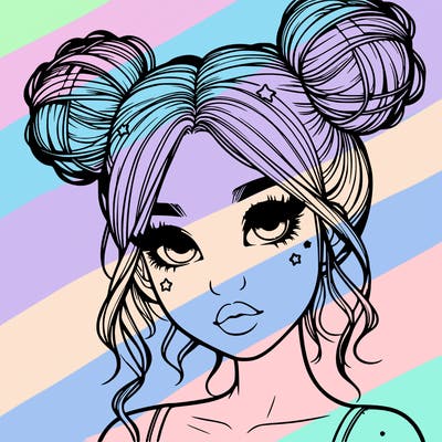 realistic girl with space buns