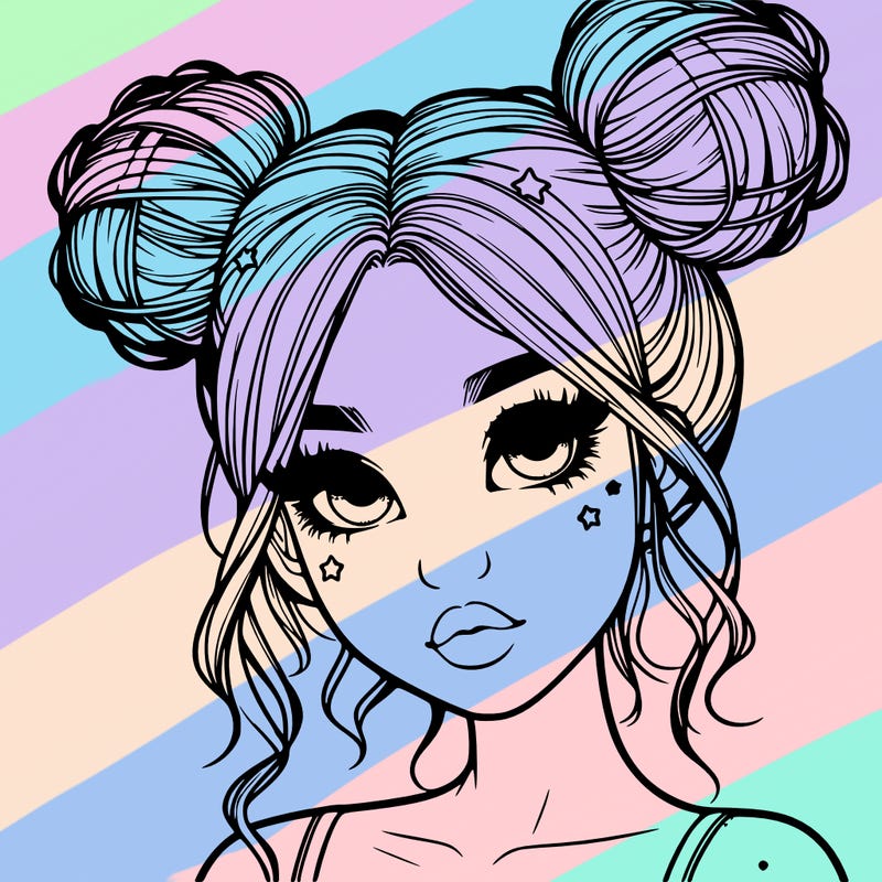 realistic girl with space buns