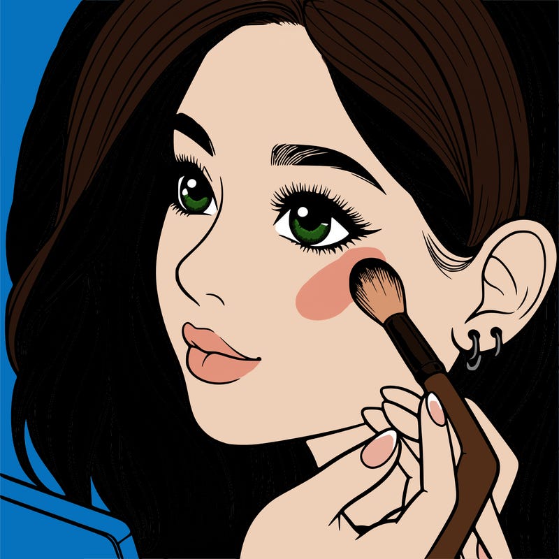 a realistic girl doing her makeup