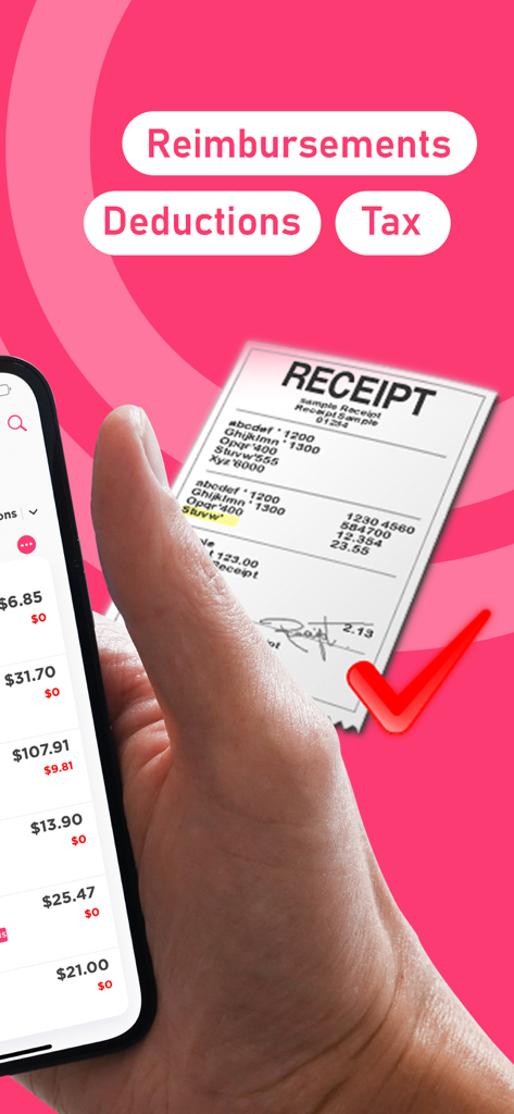 Receipt Scanner & Expense AI - Mobile app scanning a paper receipt for tax deductions and business expense reimbursements