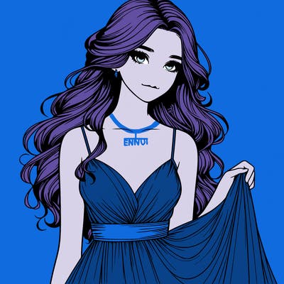 realistic girl in flowy silky prom dress