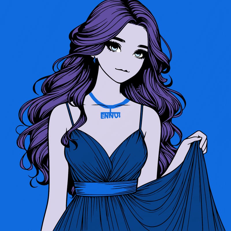 realistic girl in flowy silky prom dress