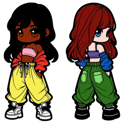 girl in crop top and baggy pants