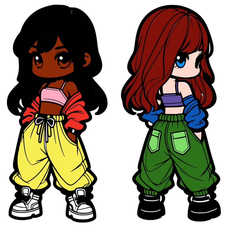 girl in crop top and baggy pants