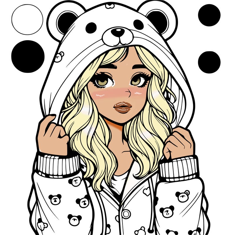 realistic girl in a animal pjs hoodie