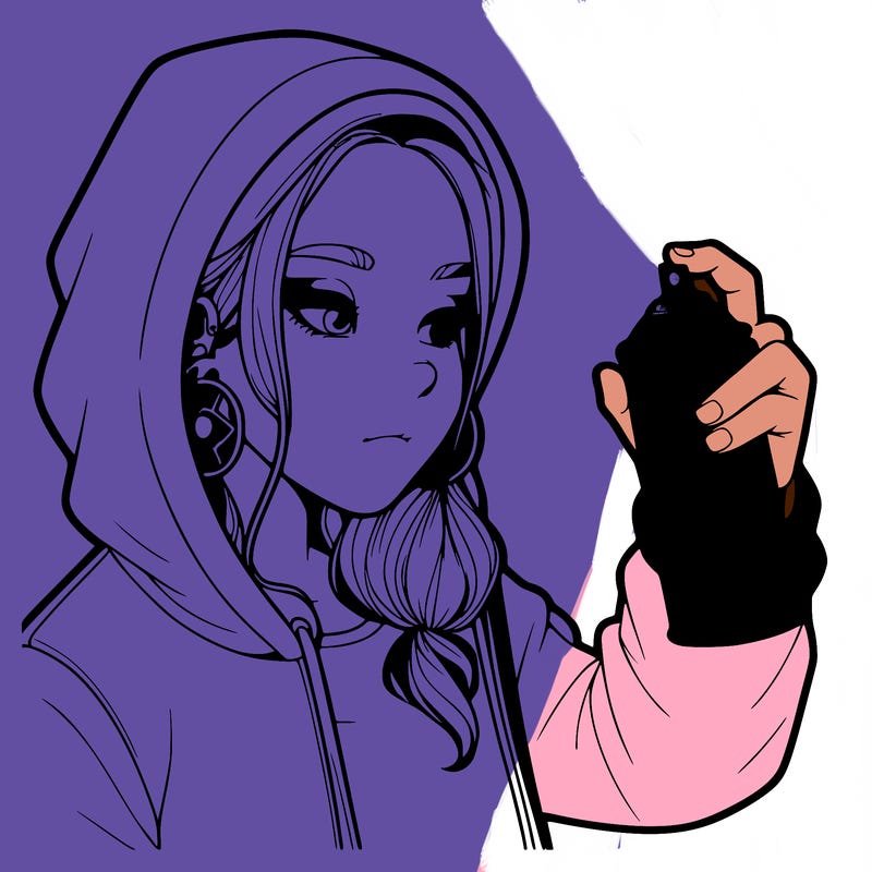 a realistic girl, spray painting