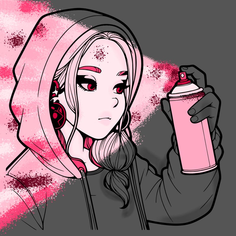 a realistic girl, spray painting