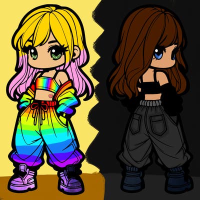 girl in crop top and baggy pants