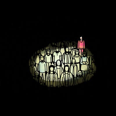 people in a big group