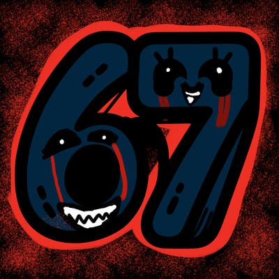 the numbers 67