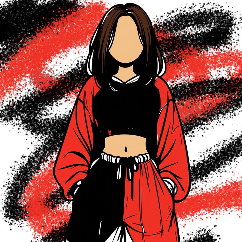 realistic girl faceless with baggy pants and a crop top