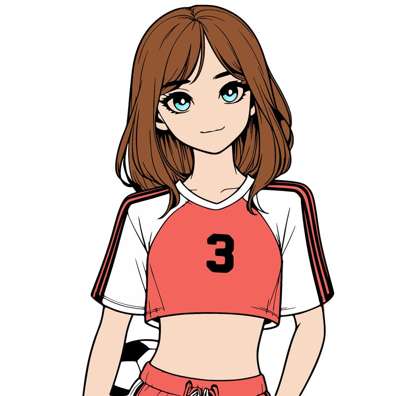 realistic girl wearing soccer jersey