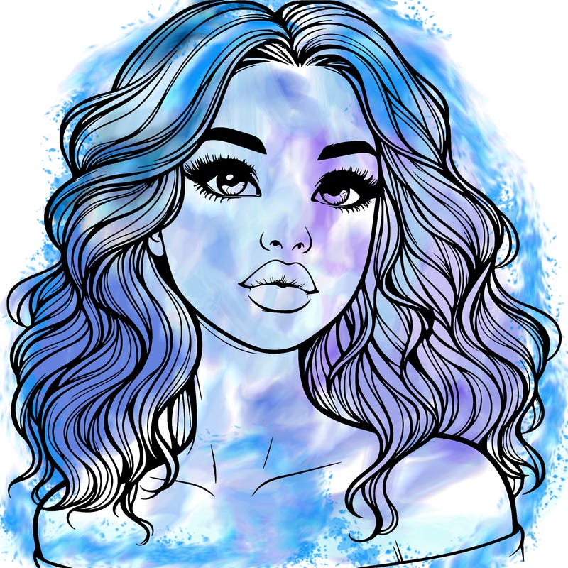 realistic girl with wavy hair and lips