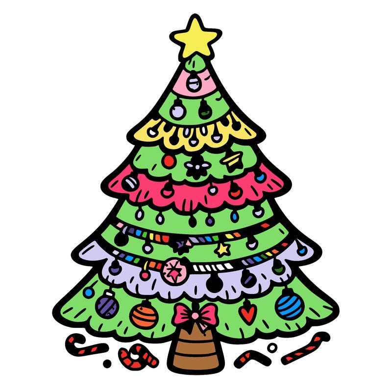 christmas tree with lots of details