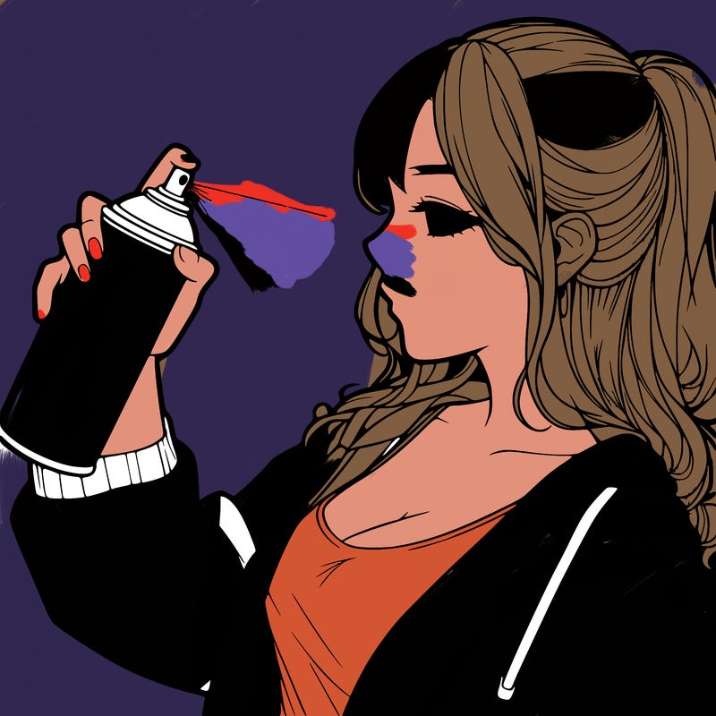 a realistic girl spray, painting