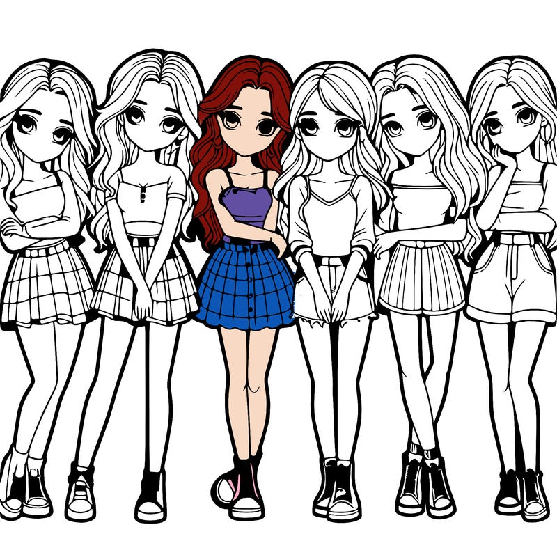 a group of girls realistic