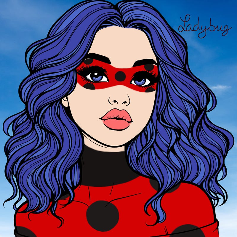 realistic girl with wavy hair and lips