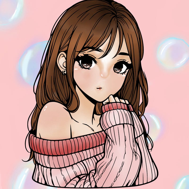 realistic girl with off-shoulder sweater