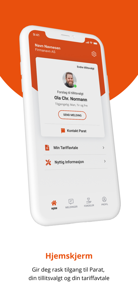 Pantalla de inicio de la aplicación Parat que muestra los datos de contacto del delegado sindical y acceso rápido a los convenios colectivos